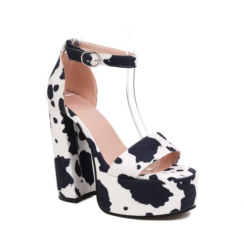 Open Toe Buckle Heel Covering Chunky Heel Casual Sandals