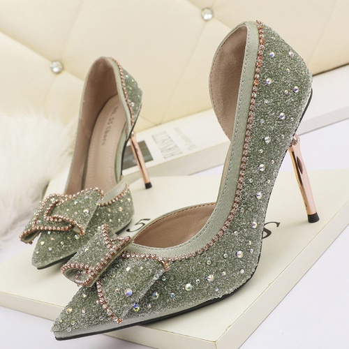 Stiletto Heel Slip On Pointed Toe Rhinestone Western Thin Shoes