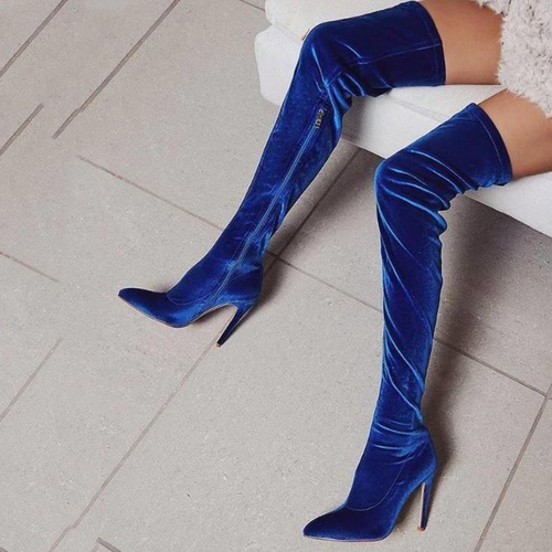 Plain Stiletto Heel Pointed Toe Side Zipper Zipper Boots