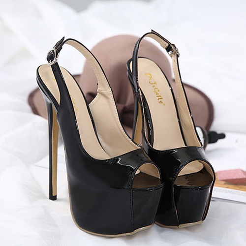 Stiletto Heel Slingback Strap Peep Toe Buckle Plain Sandals