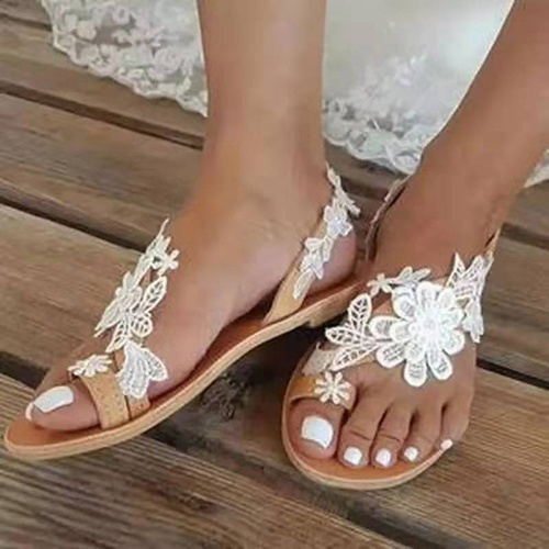 Flat With Slip On Appliques Thong Sweet Slippers