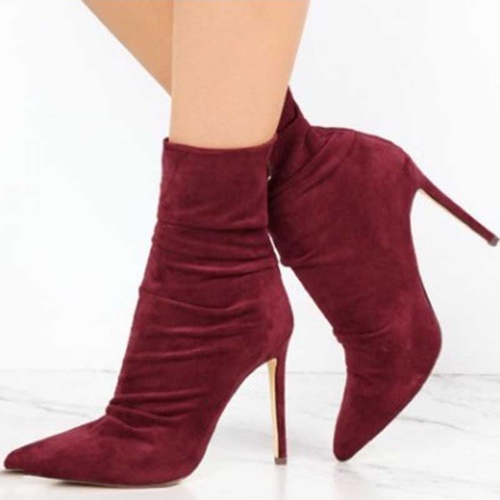 Back Zip Pointed Toe Stiletto Heel Plain Western Boots