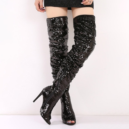 Peep Toe Stiletto Heel Side Zipper Plain Sexy Boots