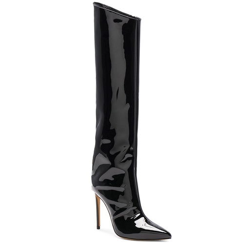 Side Zipper Pointed Toe Plain Stiletto Heel Thread Boots