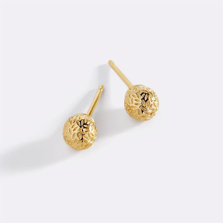 Textured Gold Ball Studs