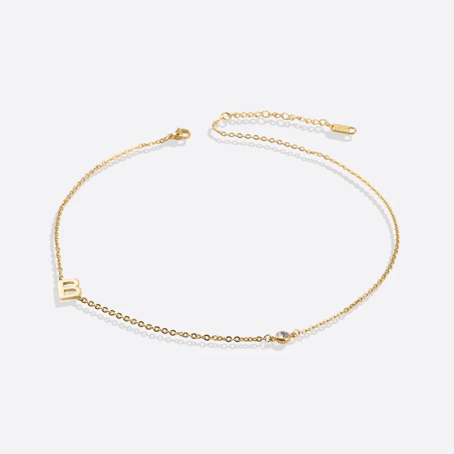 Initial Necklace with Diamond Accent