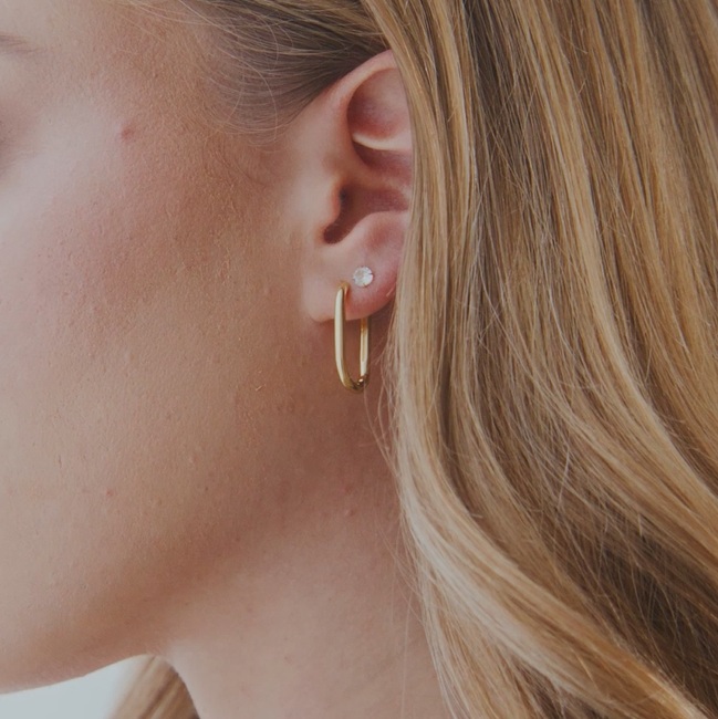 Retro Box Huggie Hoop Earrings