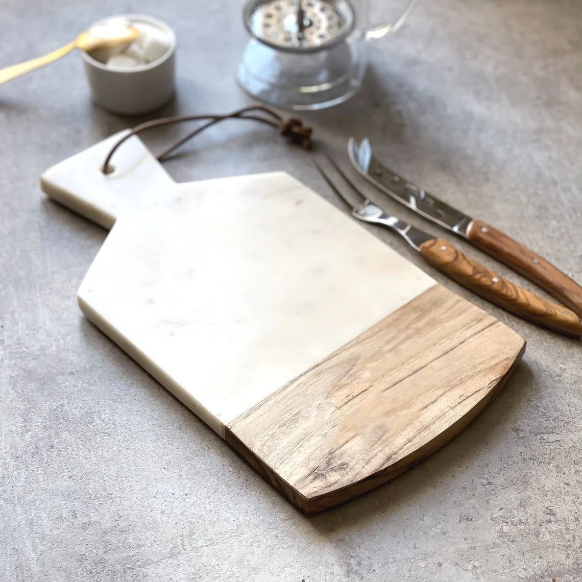 Marble And Acacia Wood Cheese Board