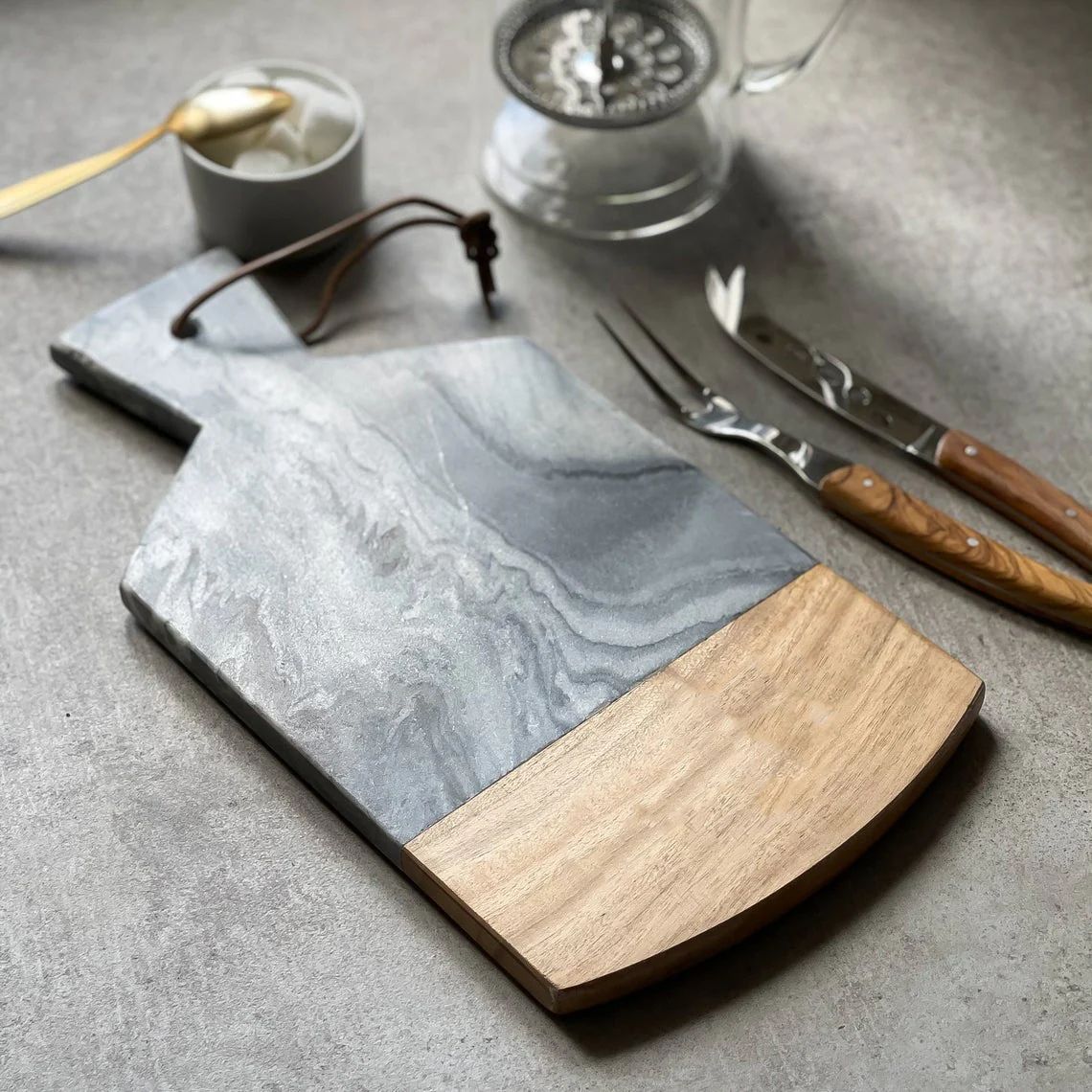 Marble And Acacia Wood Cheese Board