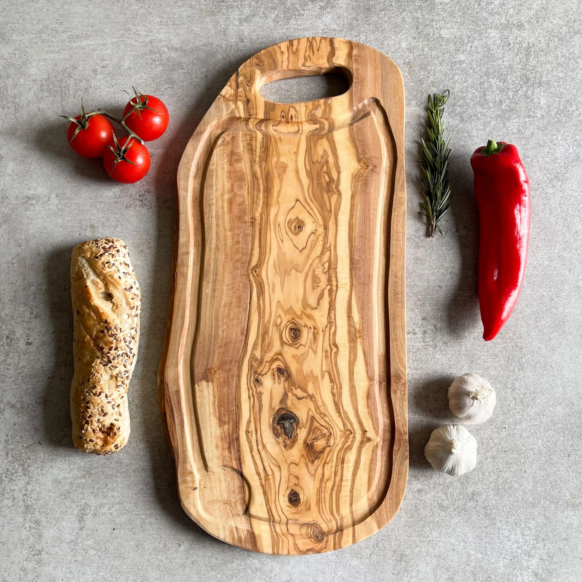 Olive Wood Carving Board With Jus Groove - Length 50cm