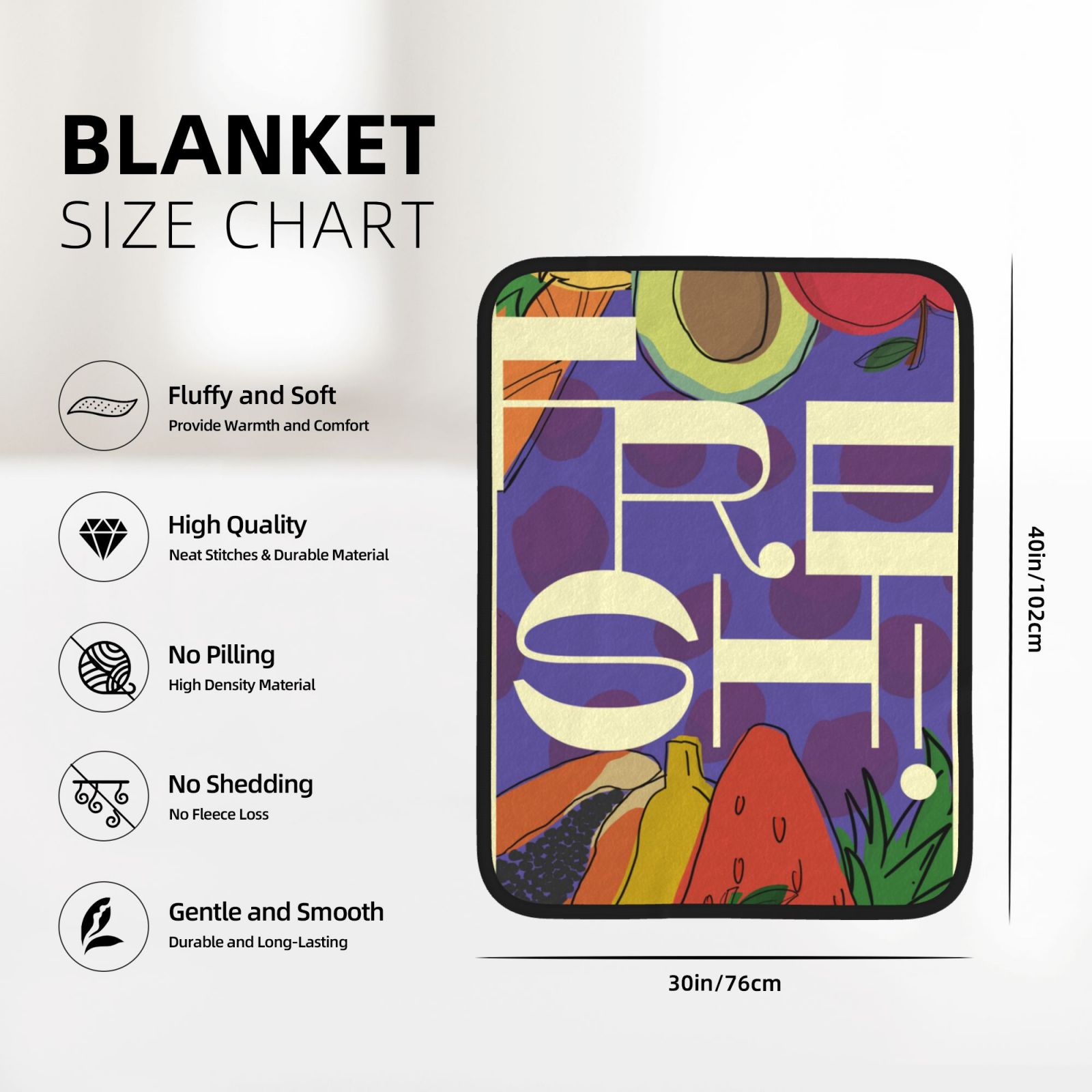 30x40in Double Sided Blanket Black de18b7