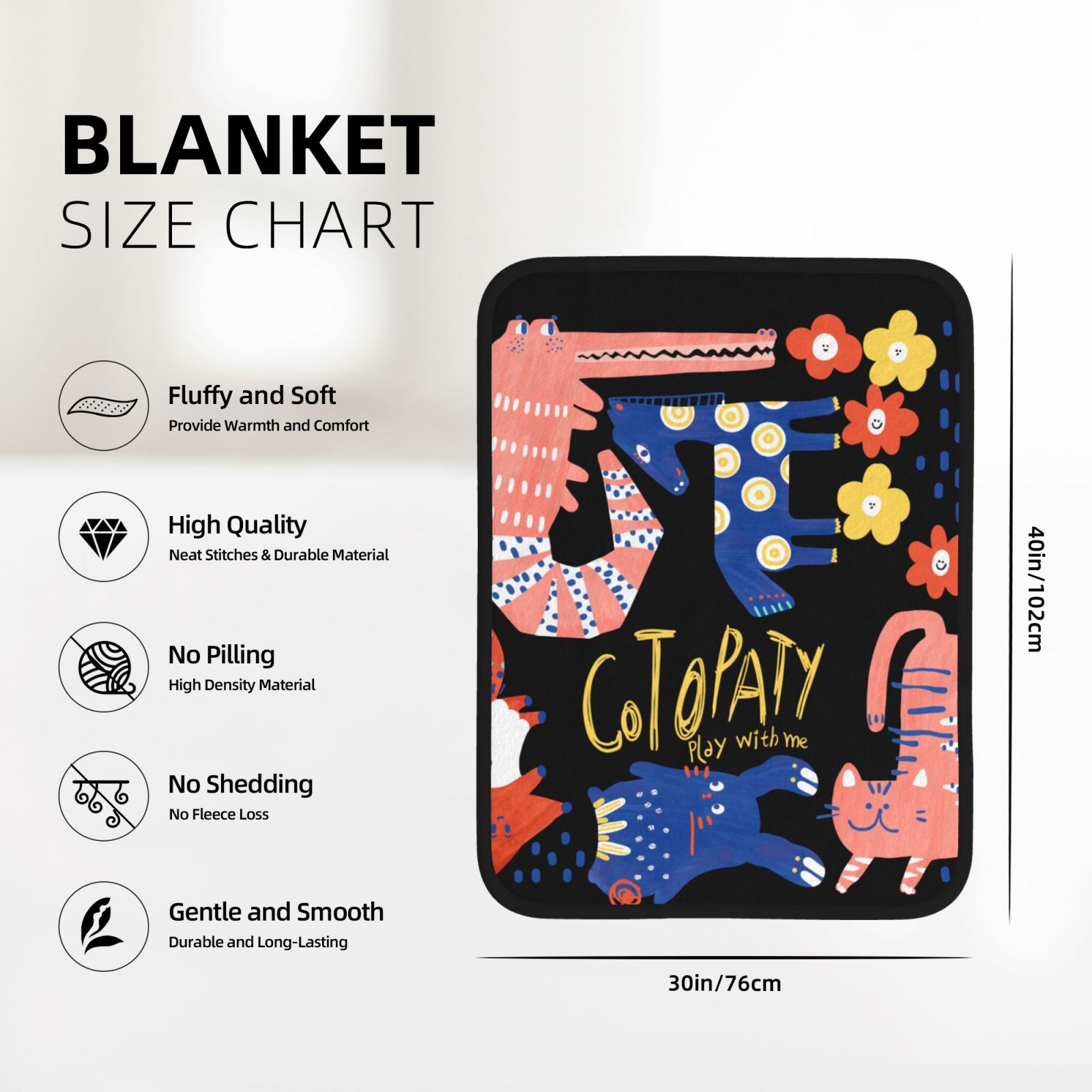 30x40in Double Sided Blanket Black 1d52690