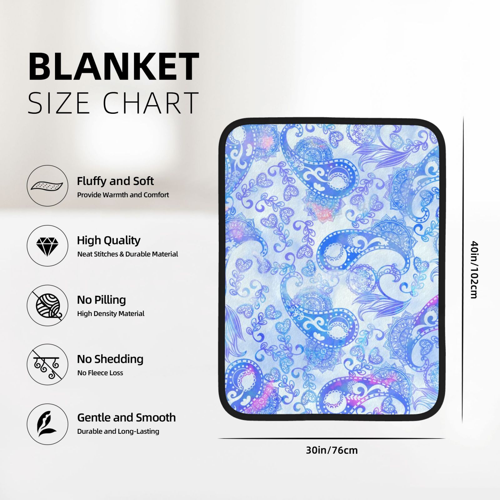 30x40in Double Sided Blanket Black 545892
