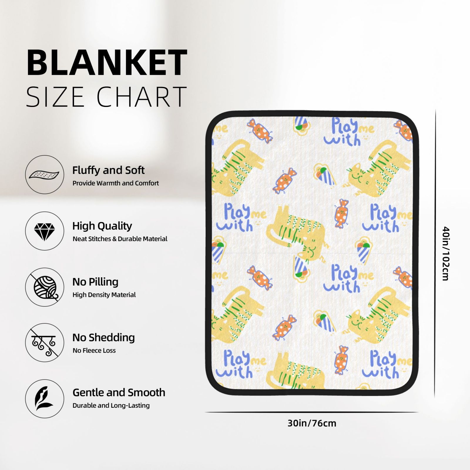 30x40in Double Sided Blanket Black d4437ab