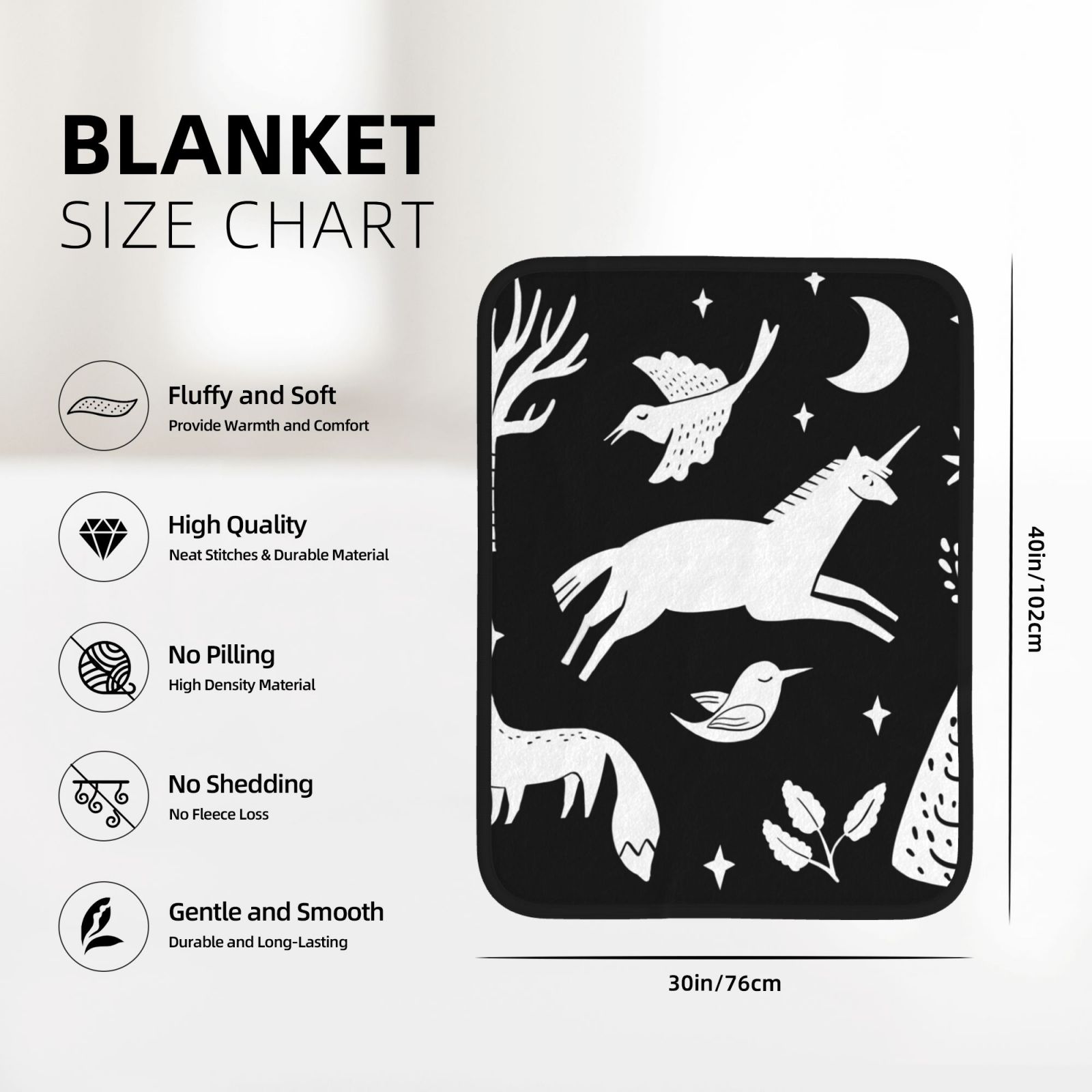 30x40in Double Sided Blanket Black 825a27e