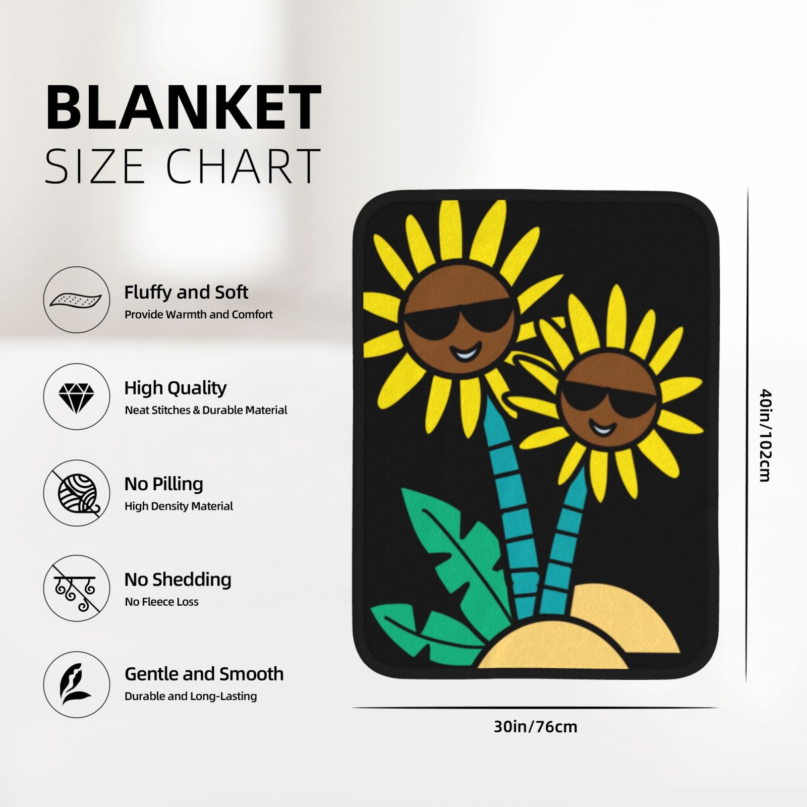 30x40in Double Sided Blanket Black 31b5a