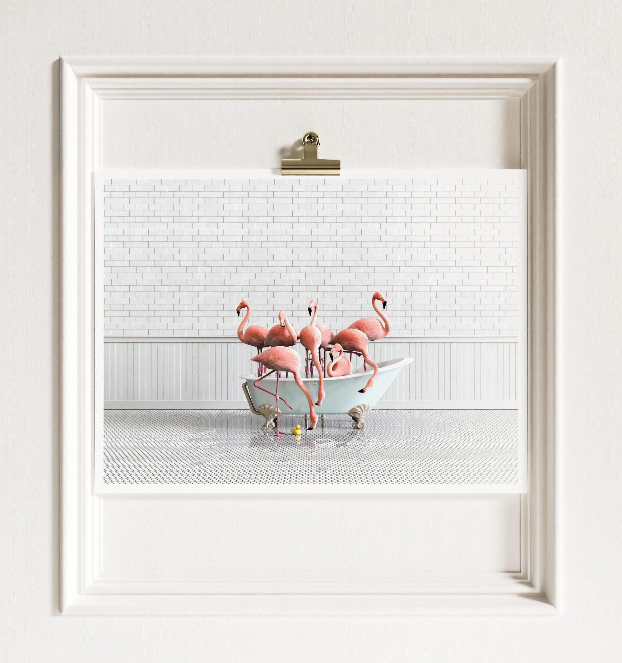 Flamingos in Blue Bathtub