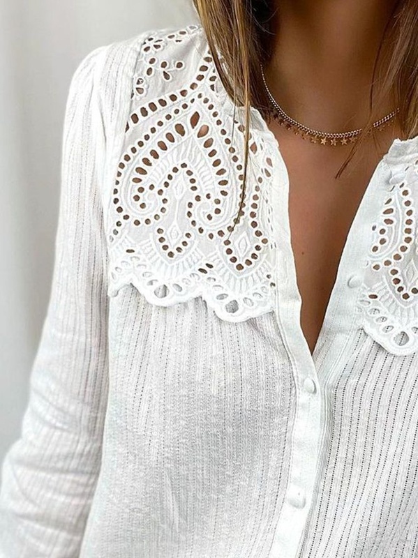 Cotton Stand Collar Boho Buttoned Blouse