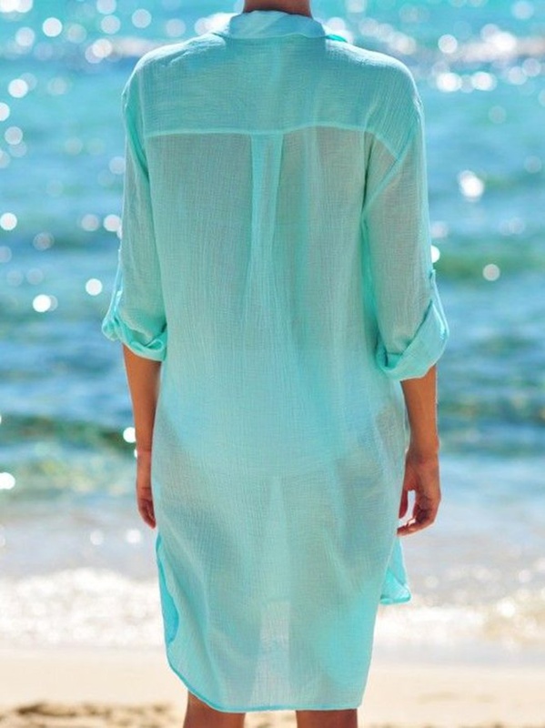 Casual Plain V Neck Coverup