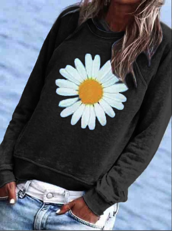 Women Casual Floral Crew Neck Hoodies amp Sweatshirt