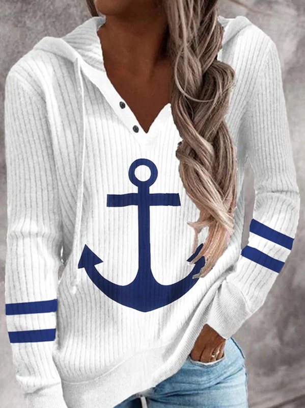 Buckle Loose Casual Hoodie Sweater