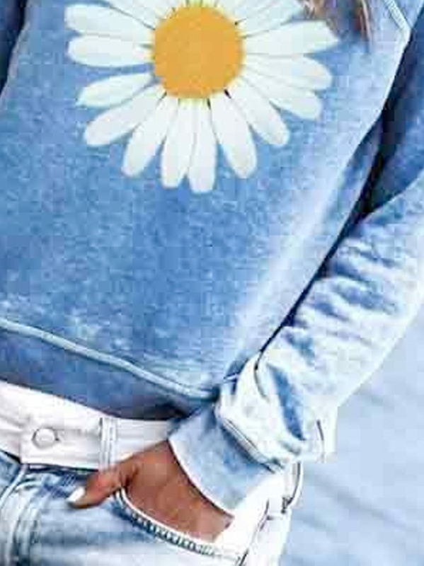 Women Casual Floral Crew Neck Hoodies amp Sweatshirt