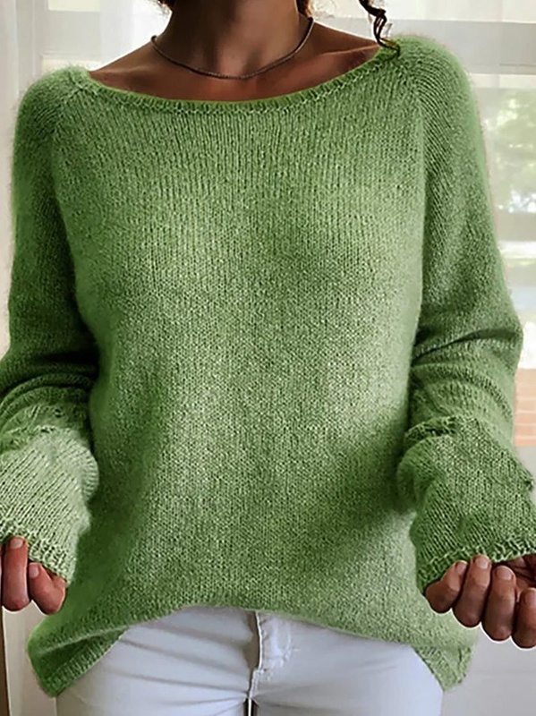 Plain Crew Neck Loose Sweater