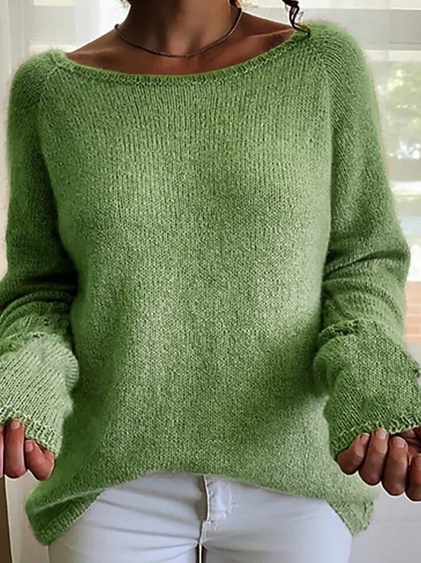 Plain Crew Neck Loose Sweater