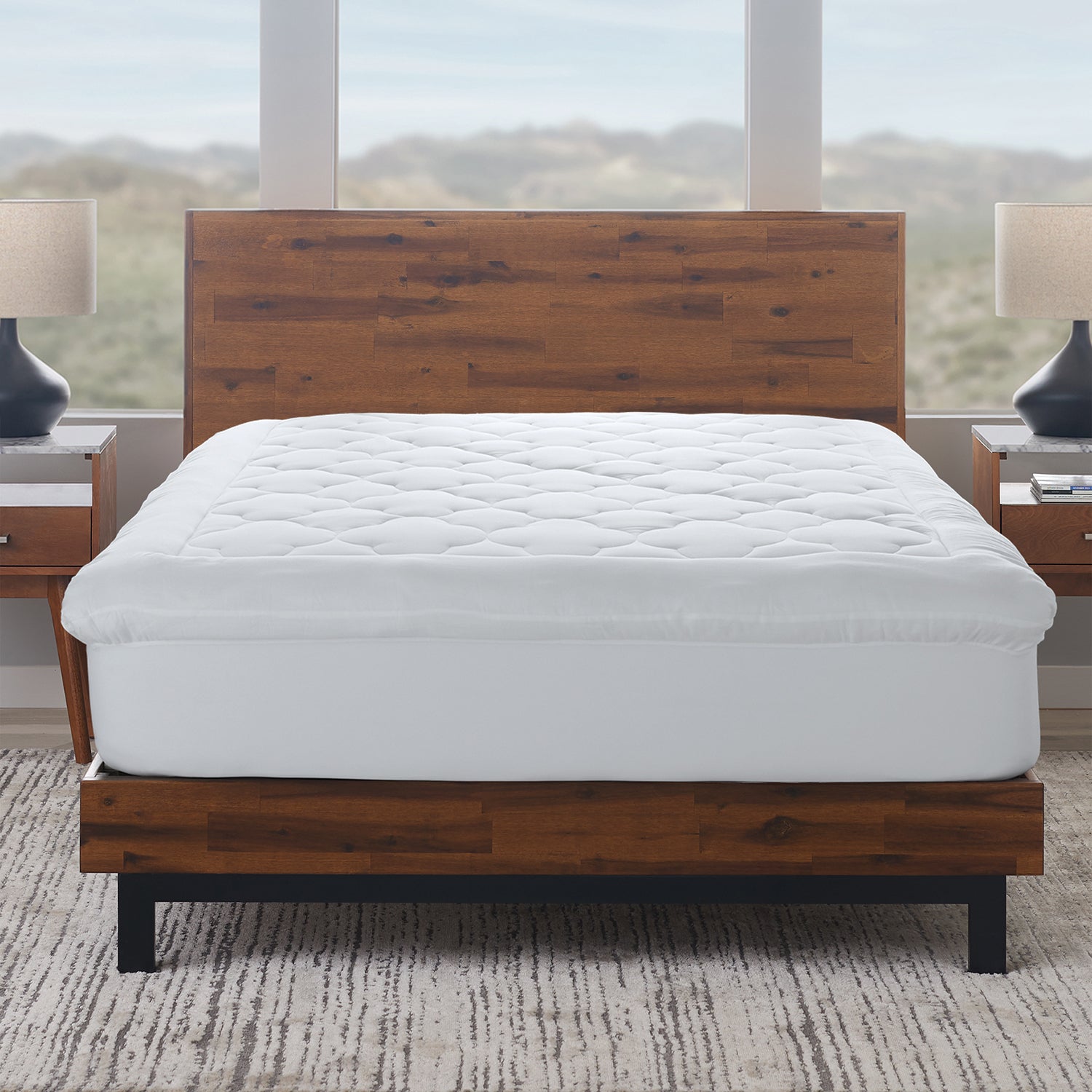 Lofty 100% Cotton Plush Gel Fiber Filled Mattress Topper